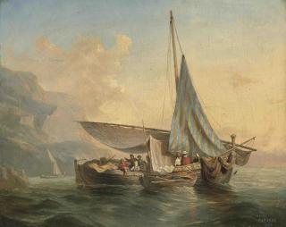 Michel Jean Cazabon - A fishing boat off the Neapolitan coast