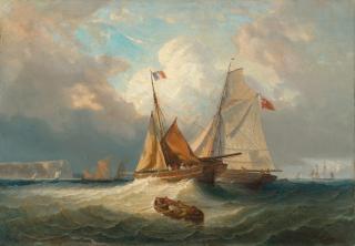 Michel Jean Cazabon - Shipping In A Swell Off The French Coast