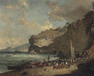 Michel Jean Cazabon - The Coast at Le Carbet, Martinique, with the Trou Caraïbe, looking towards St. Pierre