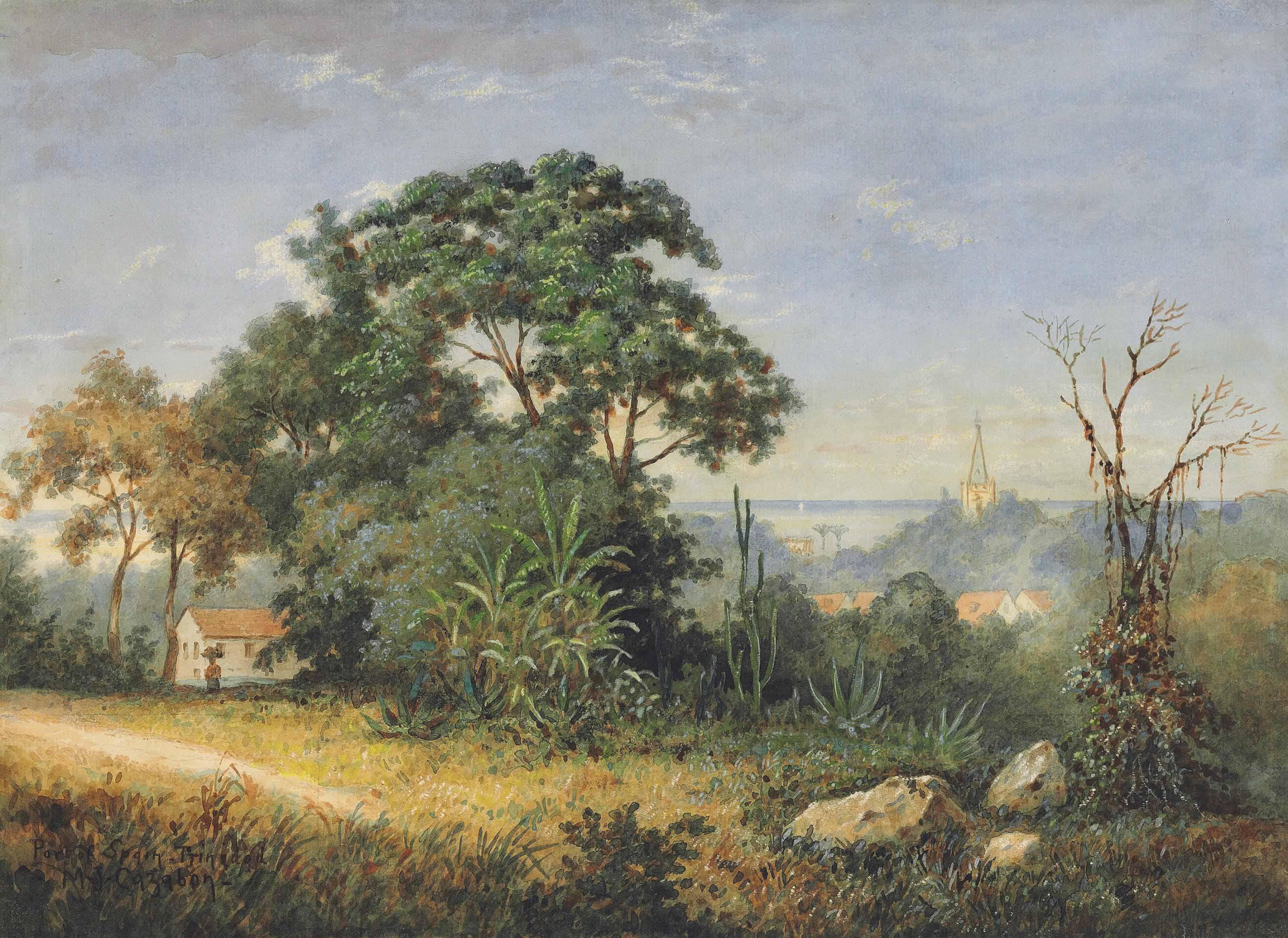 Michel Jean Cazabon - View of Trinity Church from Laventille Hill, Port of Spain, Trinidad