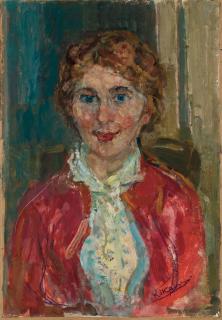 Michel Kikoine - Femme au gilet rouge