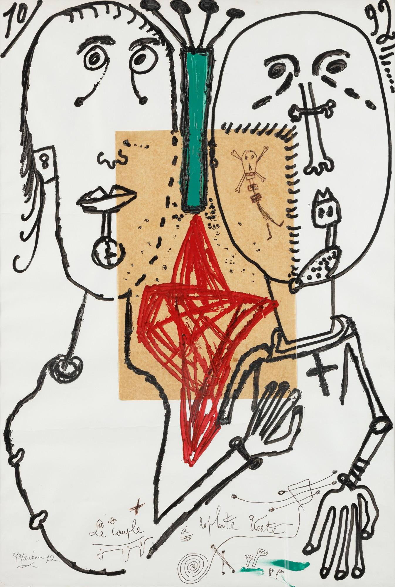 Michel Macréau - Le couple à la plante verte