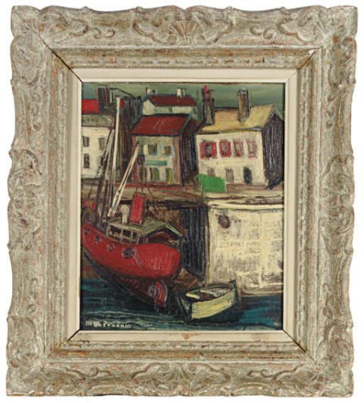 Michel Marie Poulain - Red boat in harbor
