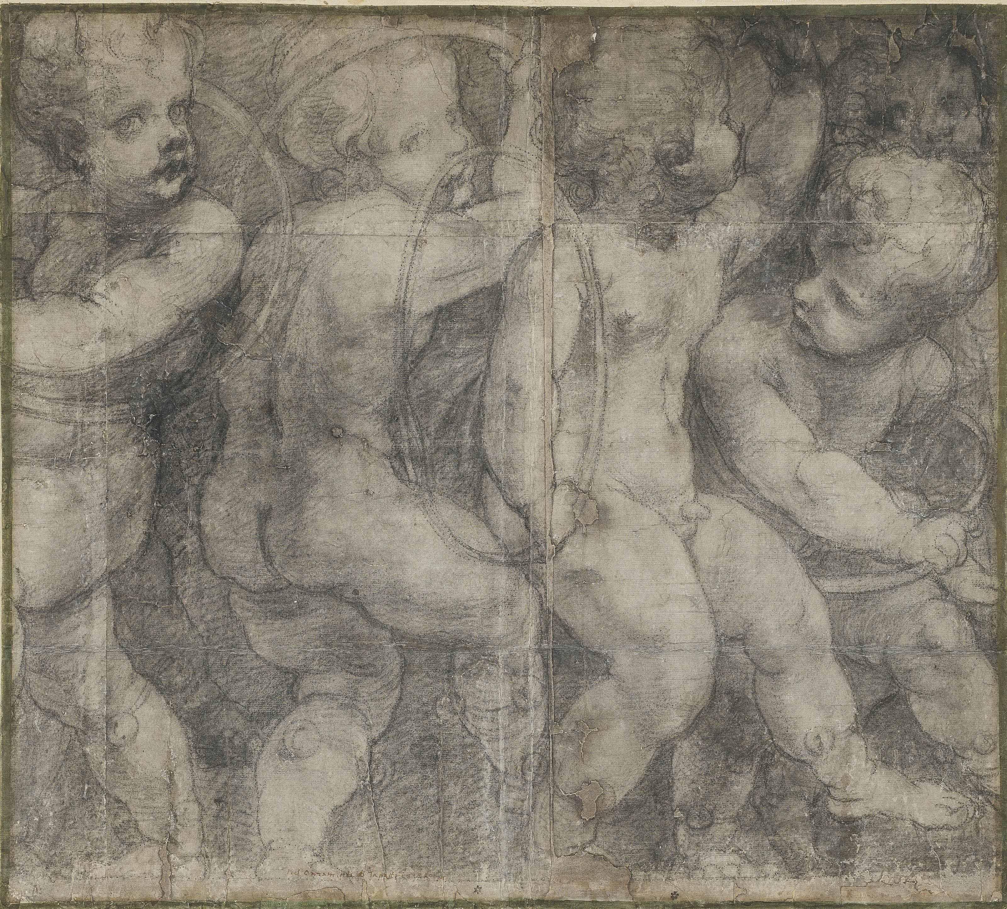 Michelangelo Anselmi - Putti dancing with hoops: a cartoon for the Cathedral in Parma