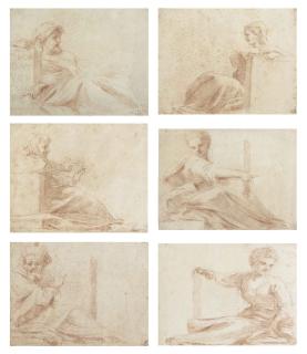 Michelangelo Anselmi - Six studies of prophets and sibyls, including the Persian or Agrippine Sibyl, the Delphic Sibyl and the Prophet David