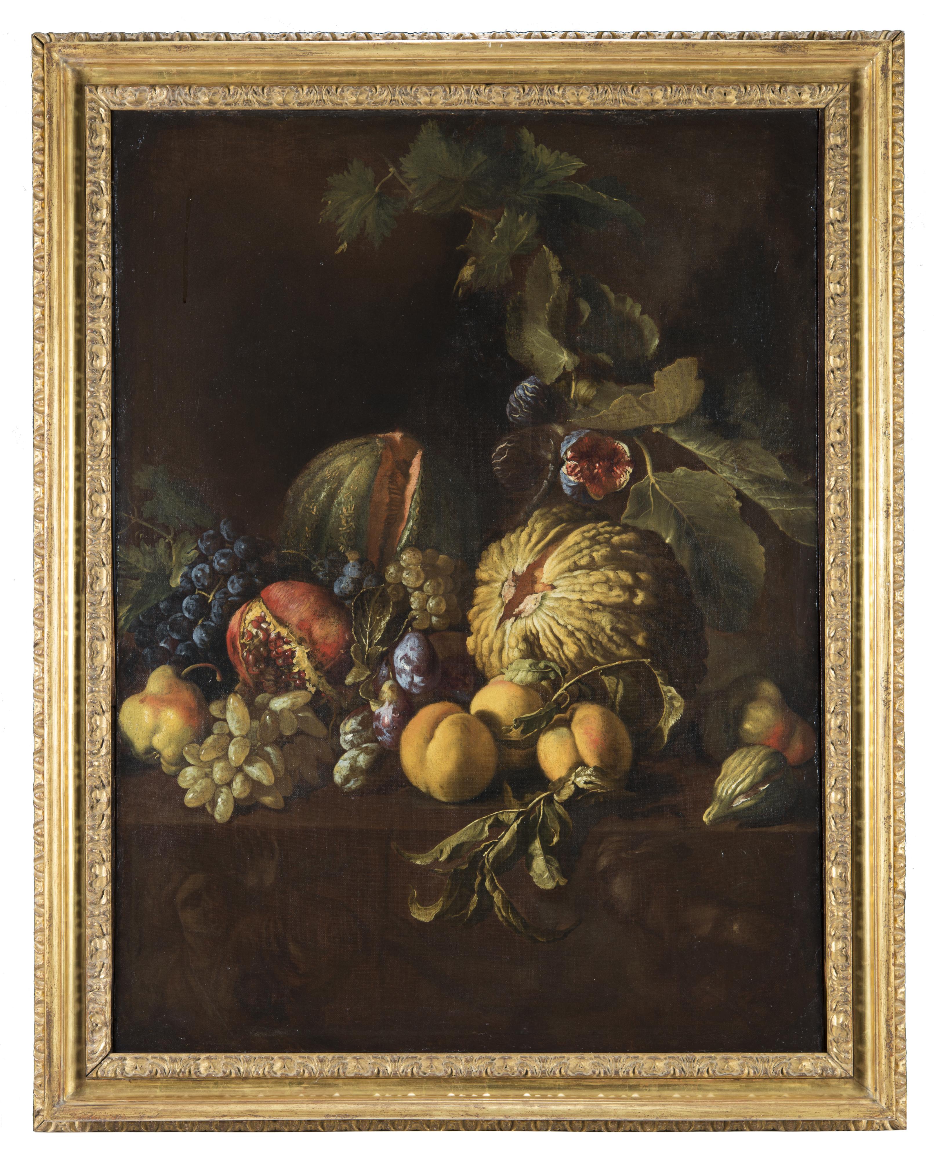 Michelangelo Cerquozzi - Natura morta con zucca, pere e melograno