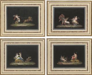 Michelangelo Maestri - Amor Magnanimo; Amor Geloso; Cerere; and Tiofo di Plutone, a set of 4 gouaches
