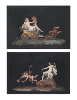 Michelangelo Maestri - Ceres on a chariot drawn by serpents; and Persephone on a chariot drawn by putti with flaming torches