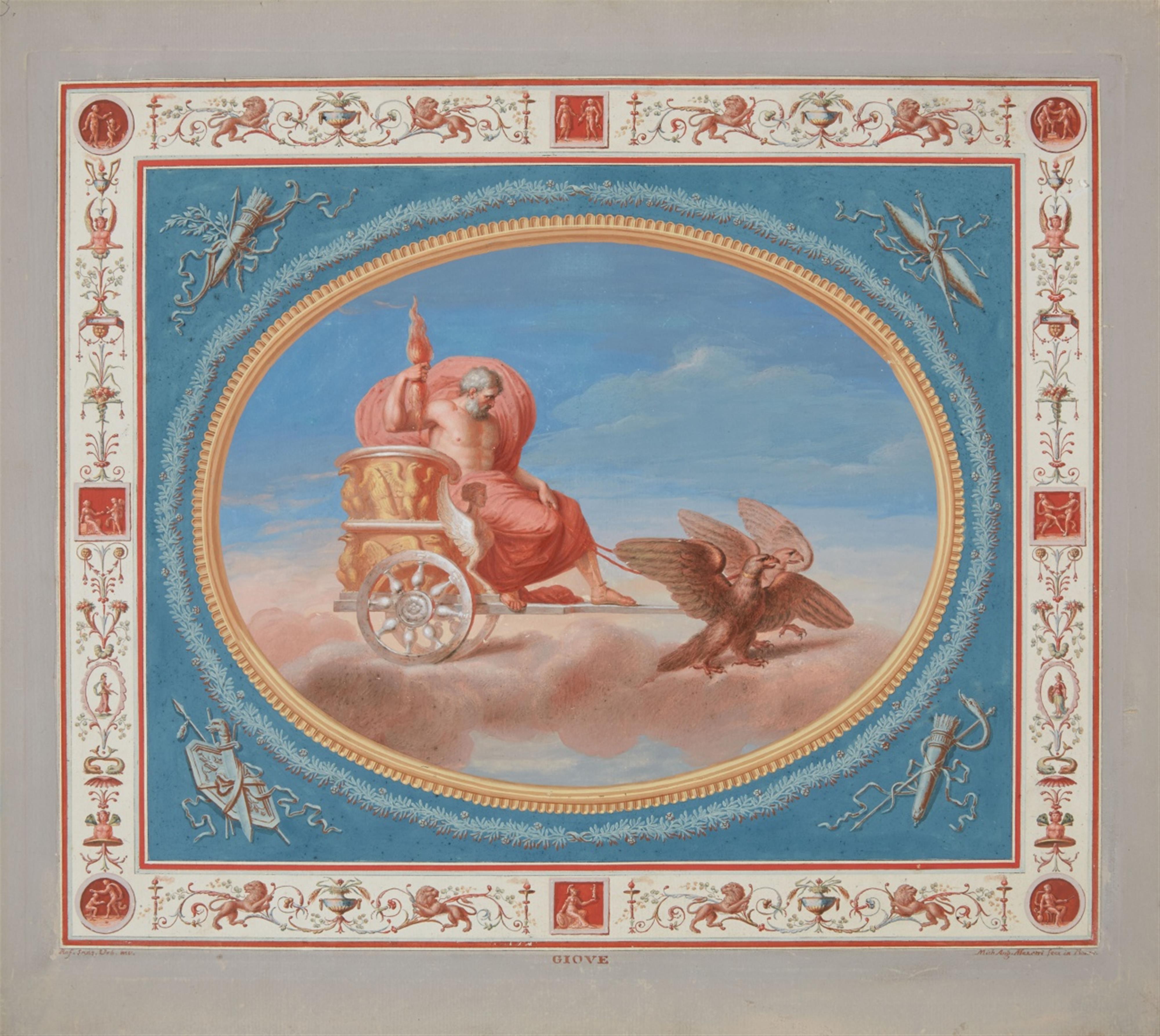 Michelangelo Maestri - Zwei antike Gottheiten im pompejanischen Stil mit Groteskenfries