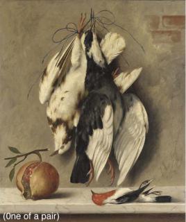 Michelangelo Meucci - Hanging Fowl with Pomegranate; Hanging Fowl with Cherries