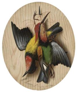 Michelangelo Meucci - Hanging Songbirds; And Another Similar