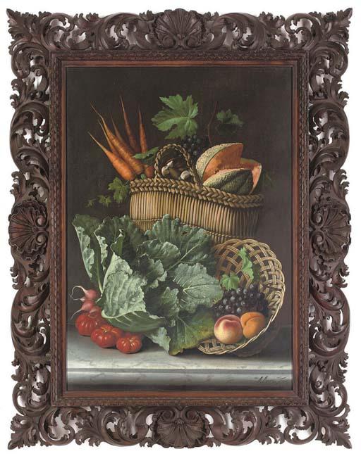 Michelangelo Meucci - Still life of summer fruit and vegetables