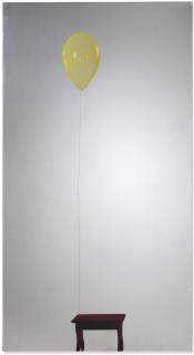 Michelangelo Pistoletto - Palloncino Giallo Con Sgabellosigned, Titled And Dated 1982 On The Reverse, Silkscreen Print On Stainless Steel.