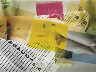 Michele Abeles - Fuschia, Yellow, Green, Blue, Numbers, Man, Cement, Paper