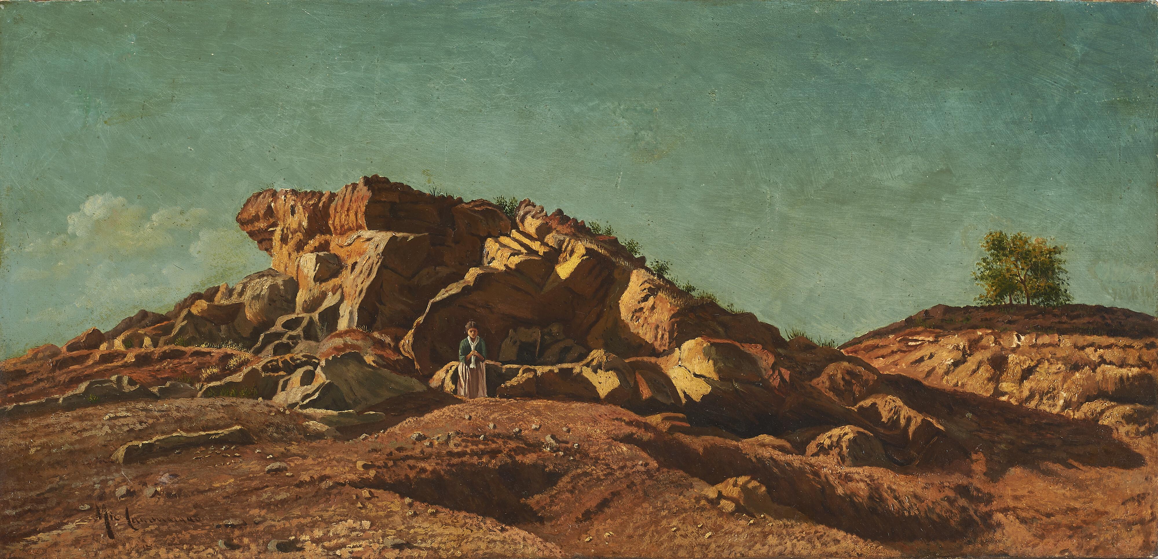 Michele Cammarano - Paesaggio roccioso con figura femminile