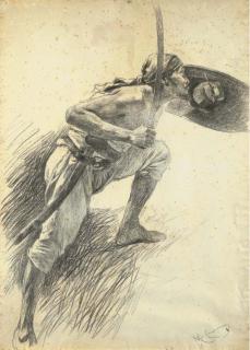 Michele Cammarano - Studio di guerrieri a cavallo; Guerriero somalo; e Studio di guerrieri