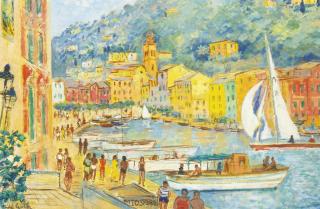 Michele Cascella - Regatta At Portofino