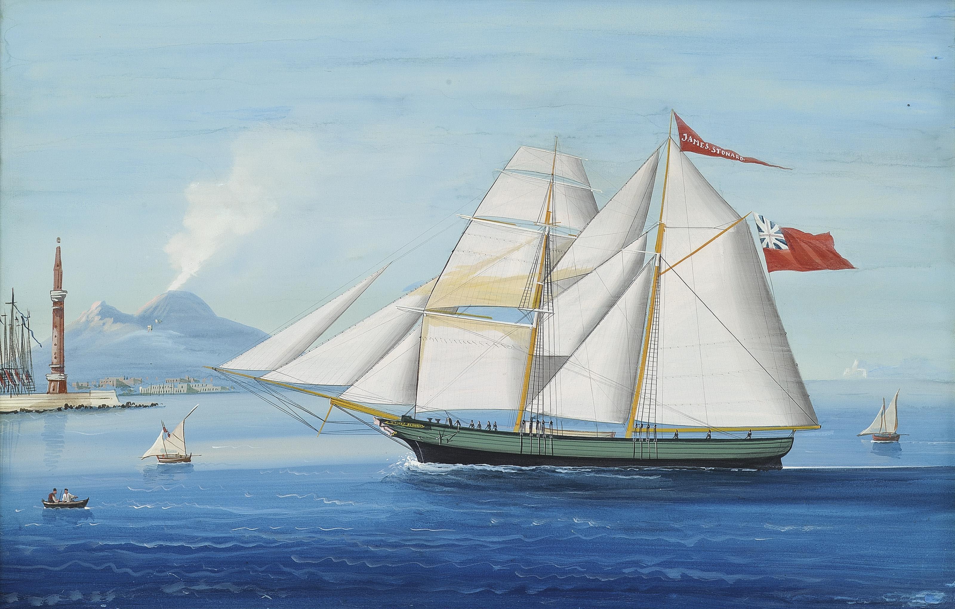 Michele Funno - The brigantine James Stonard of Ulveston entering Naples, 20th March 1865