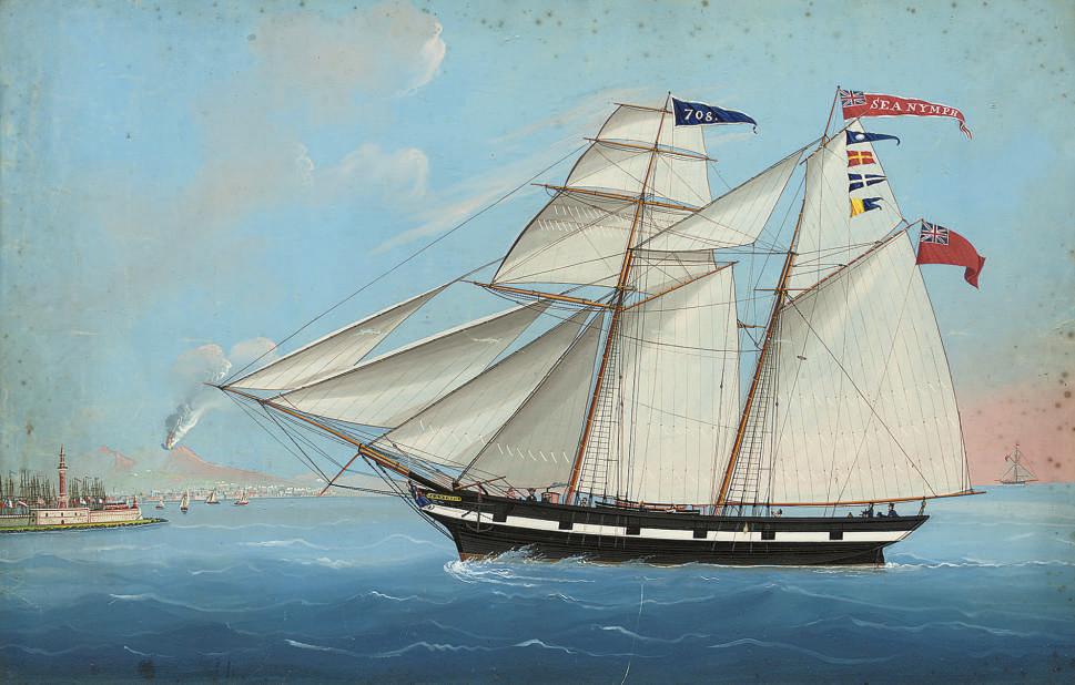 Michele Funno - The British schooner Sea Nymph entering the Mole of Naples