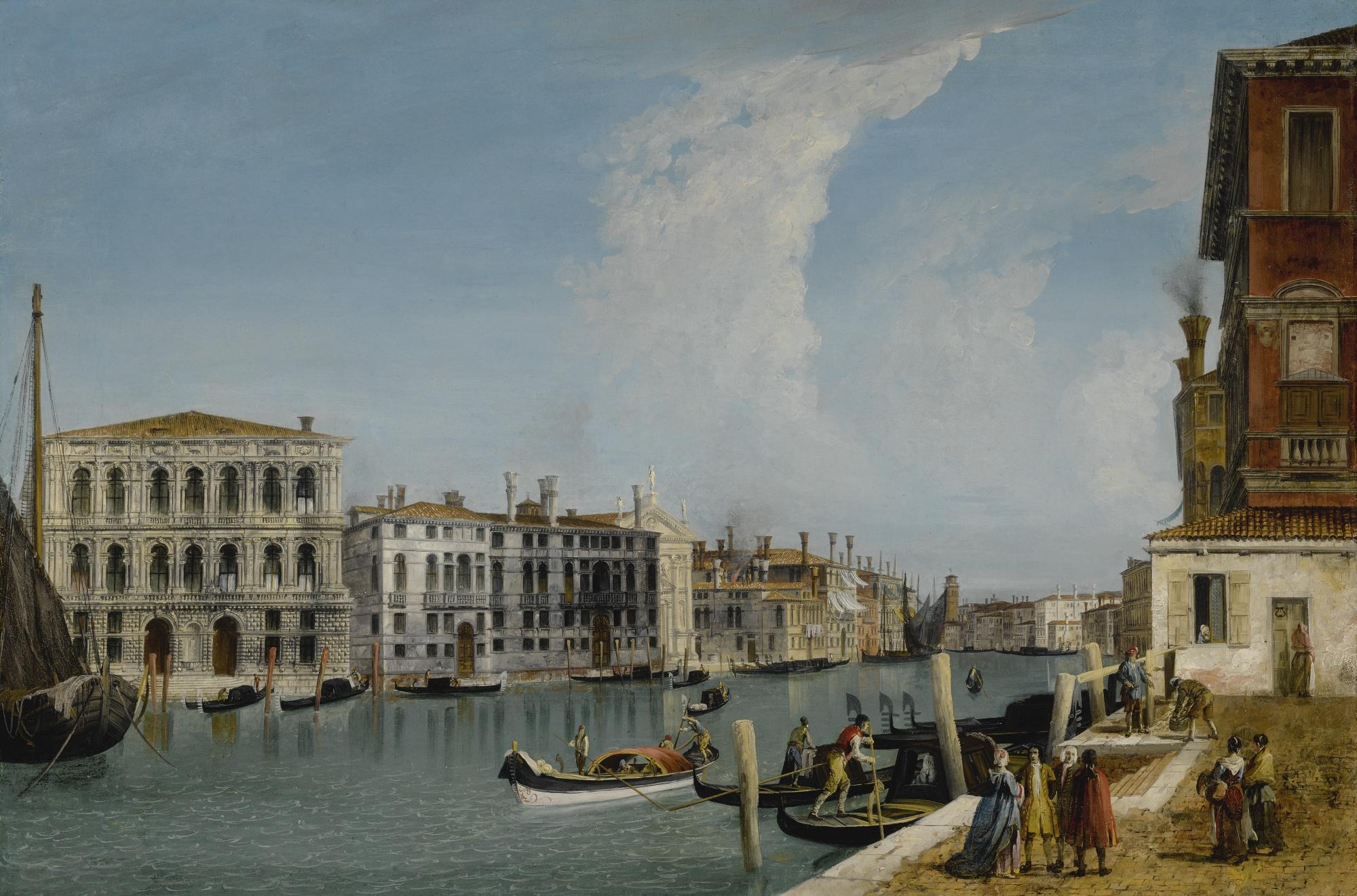Michele Marieschi - Venice, A View Of The Grand Canal With Ca\' Pesaro And Palazzo Foscarini-Giovanelli, From The Campiello Of The Palazzo Gussoni