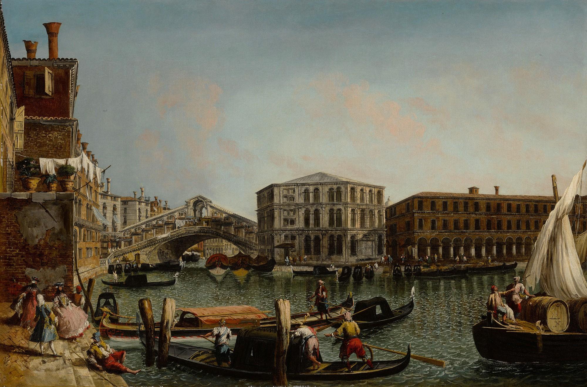 Michele Marieschi - Venice, a view of the Grand Canal with the Rialto bridge and the Palazzo dei Camerlenghi