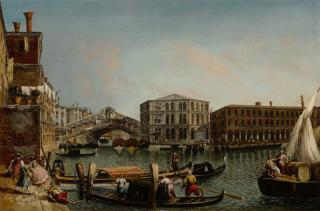 Michele Marieschi - Venice, a view of the Grand Canal with the Rialto bridge and the Palazzo dei Camerlenghi