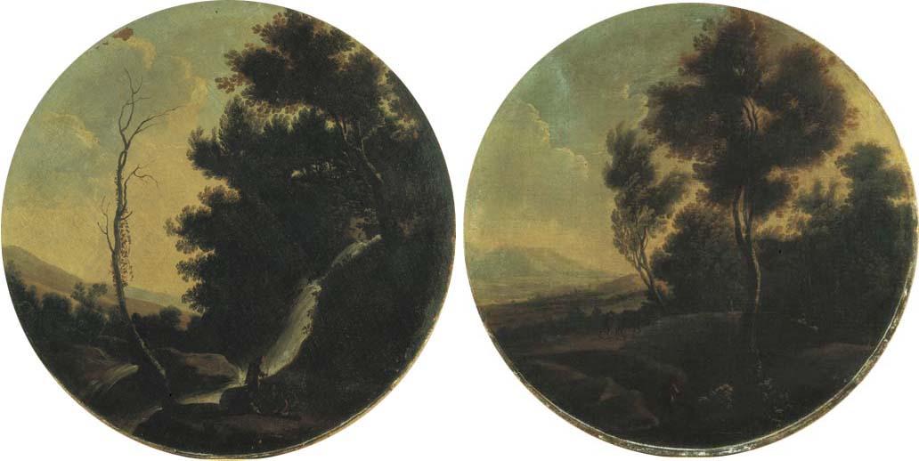 Michele Pagano - Tre viandanti in sosta presso un torrente; e Viandanti in un paesaggio boschivo