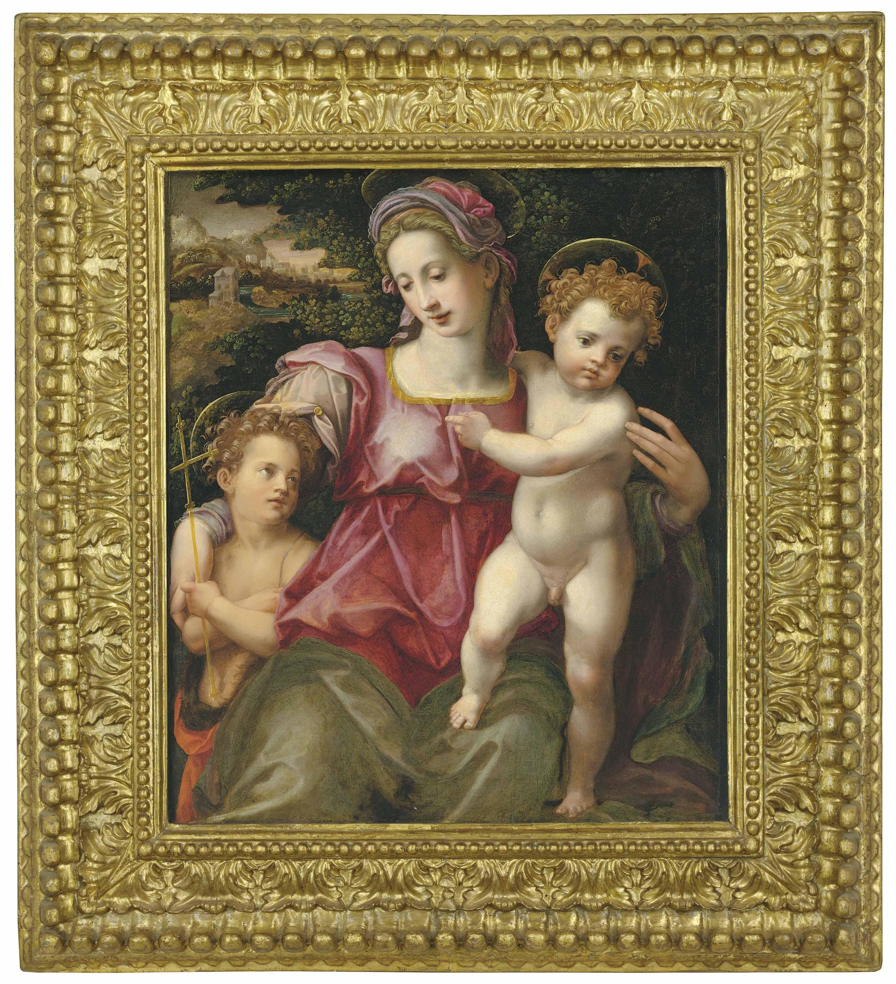 Michele Tosini, Called Michele De Ridolfo Del Ghirlandaio - The Madonna And Child With The Infant Saint John The Baptist