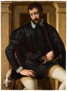 Michele Tosini - Portrait of a man, seated, with his dog