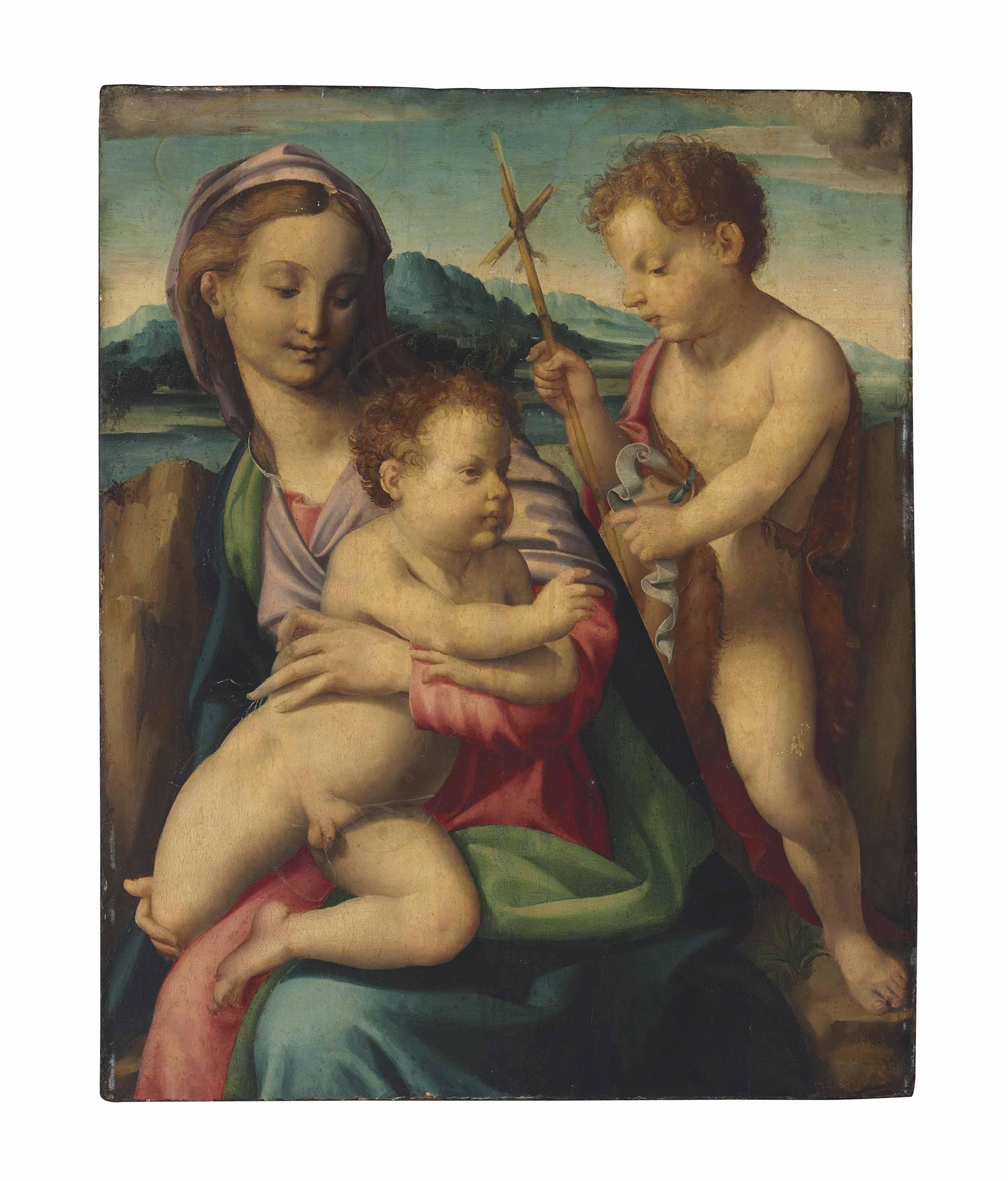 Michele Tosini - The Madonna And Child With The Infant Saint John The Baptist