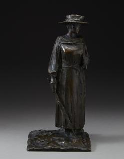 Michele Vedani - Figura di donna con cappello e ombrello