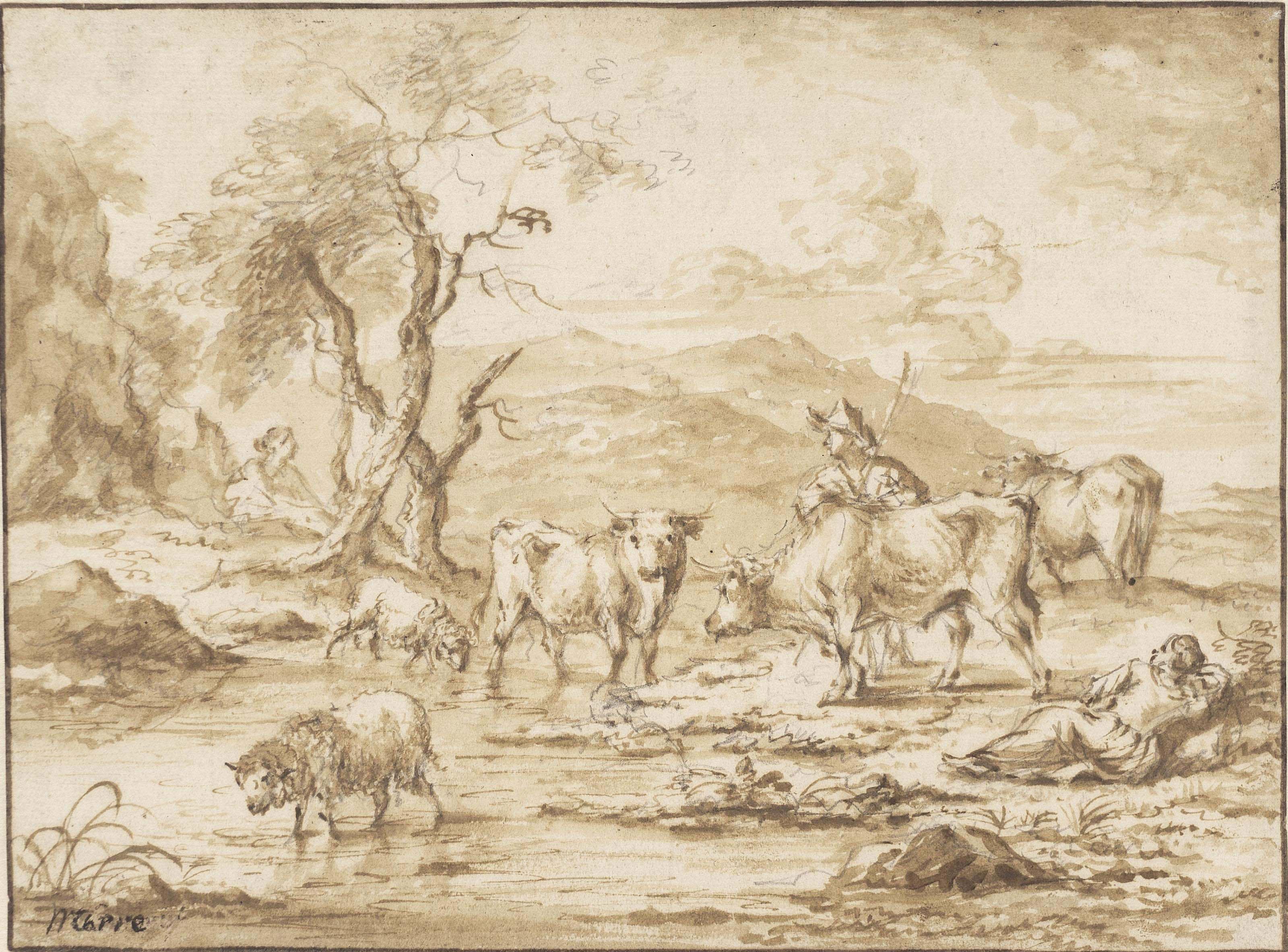 Michiel Carrée - Herdsmen with their flock