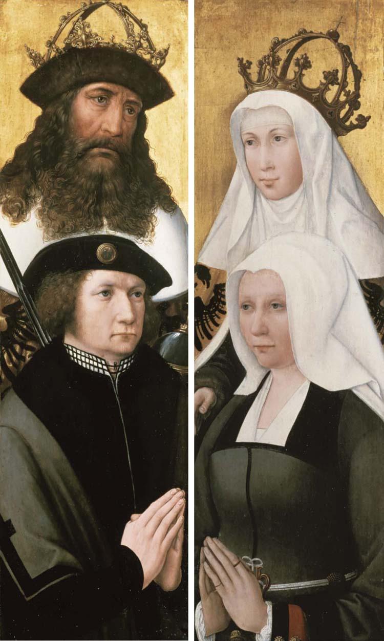 Michiel Coxcie The Elder - The Emperor Charlemagne And Elisabeth von Thuringen As Patron Saints of Two Donors, Probably Guillaume de Bourgoing And Philippa Le Clerc du Tremblay