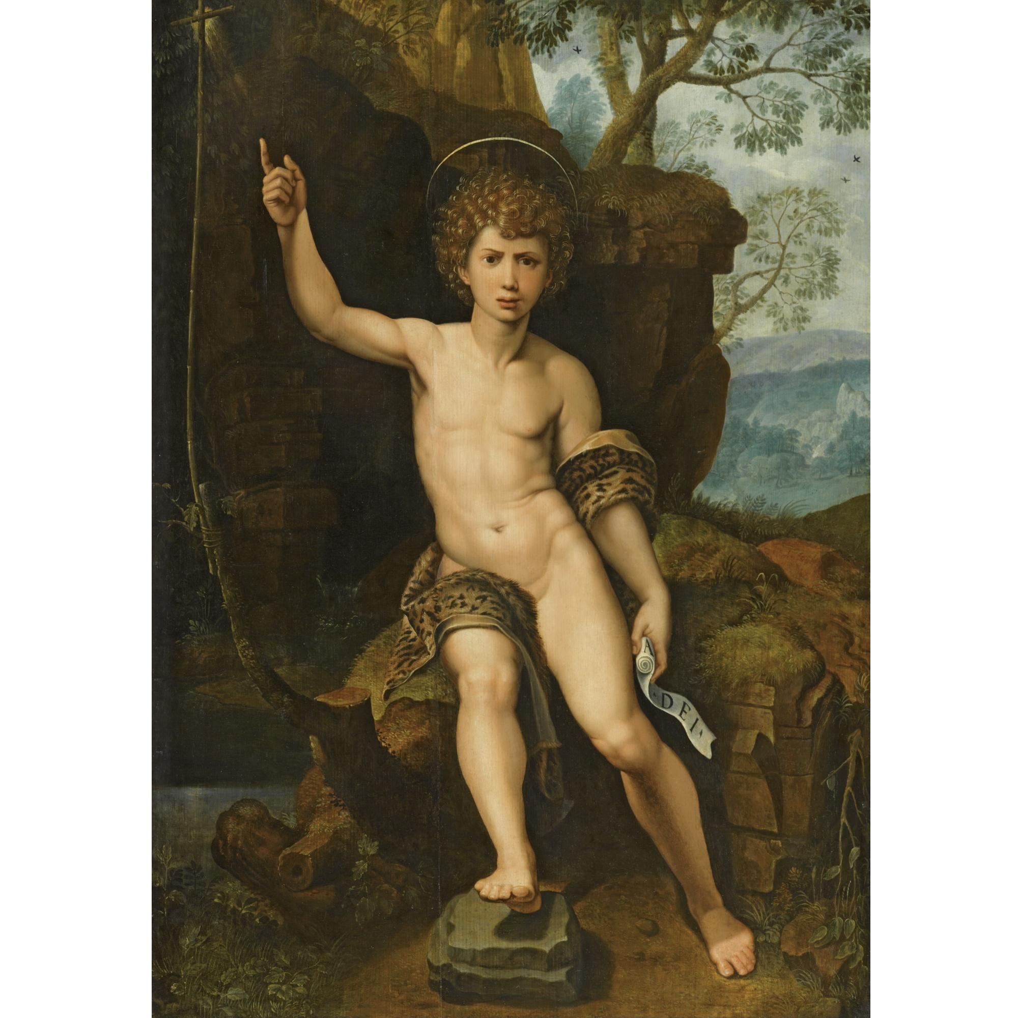 Michiel I Coxie - Saint John The Baptist In A Rocky Landscape