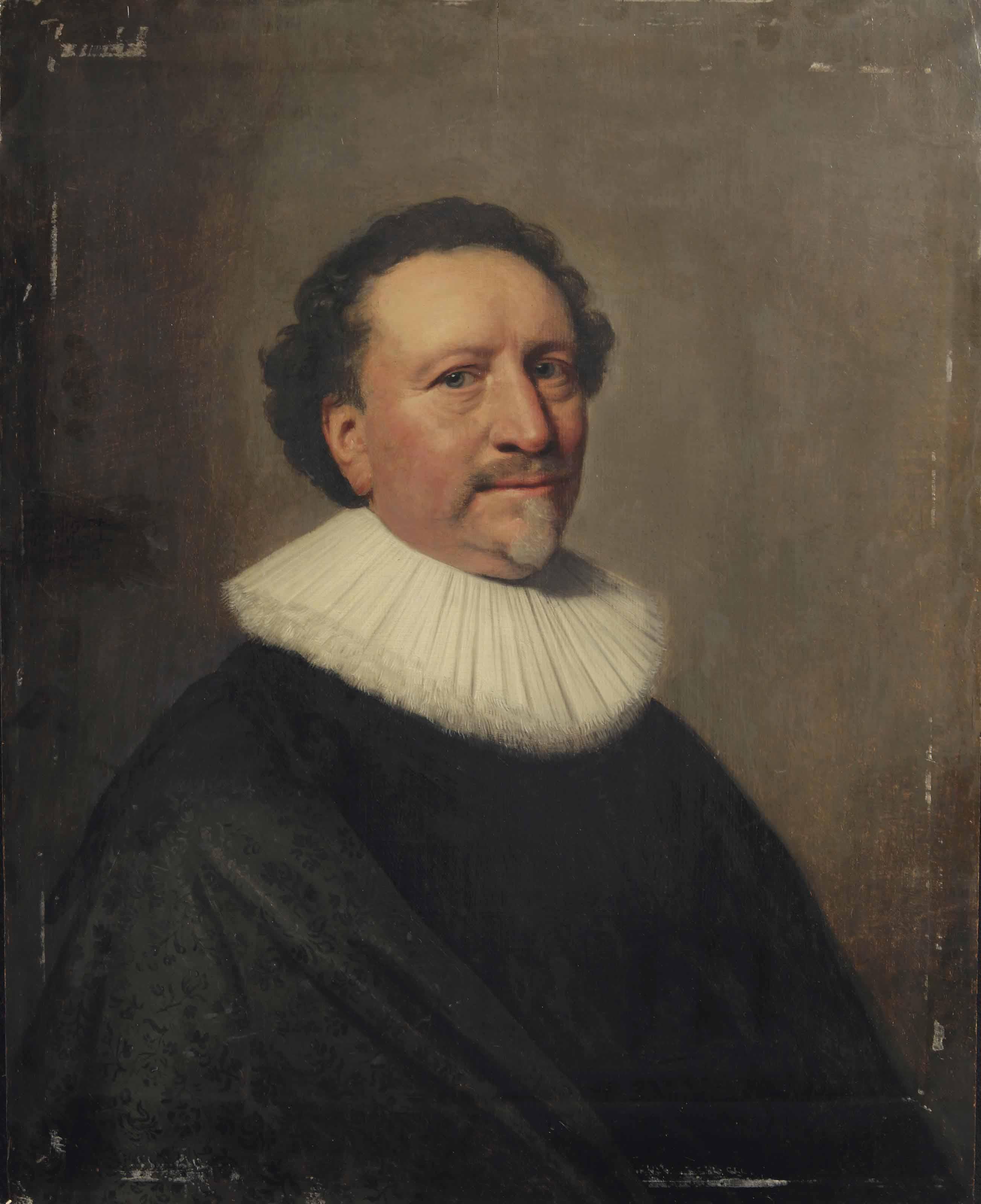 Michiel Jansz. Van Mierevelt - Portrait Of A Gentleman, Bust-Length, In A Black Costume With A White Lace Collar
