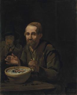 Michiel Sweerts - A Beggar Warming His Hands On A Pot Of Coal, With A Boy In An Interior