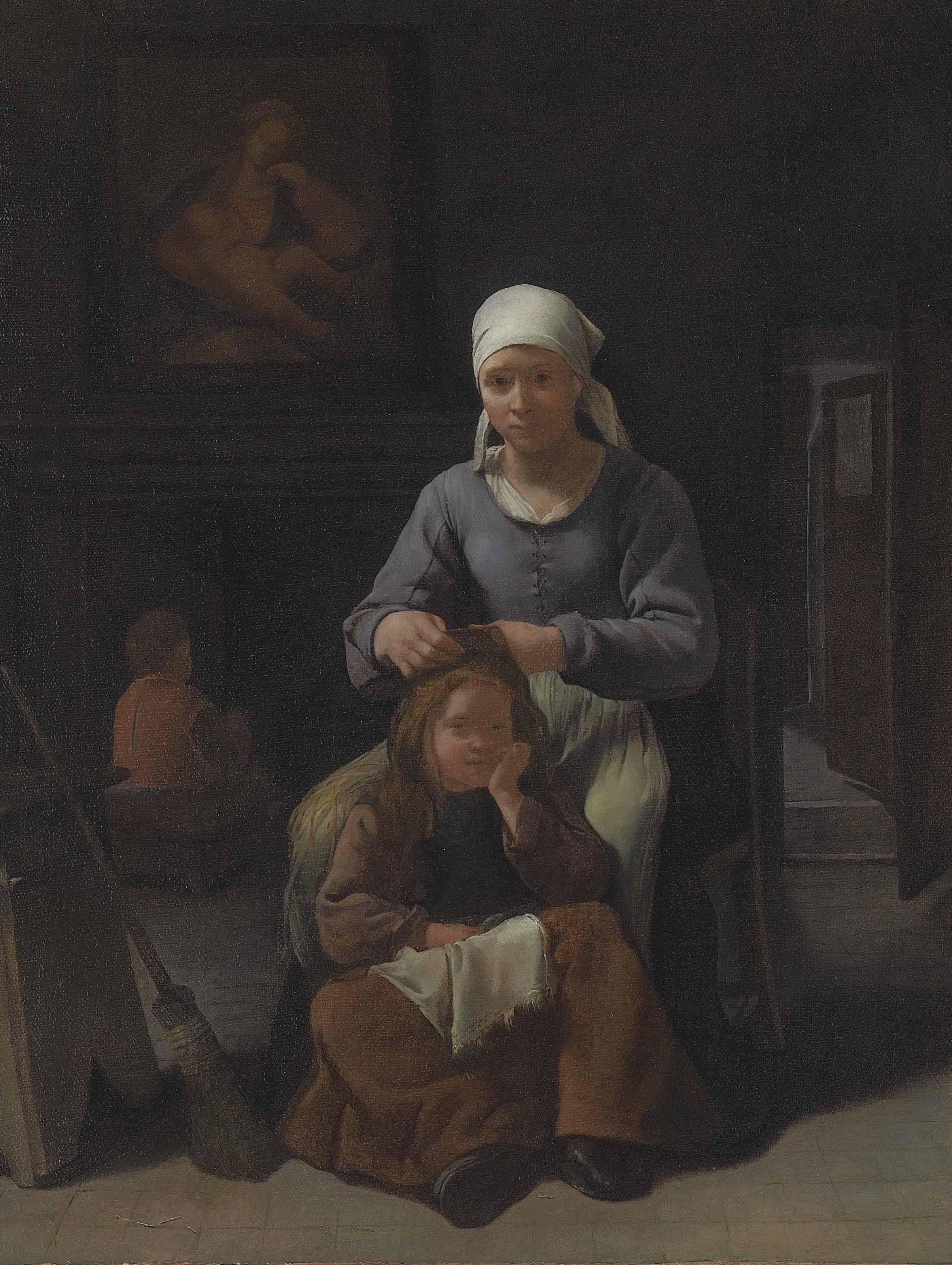 Michiel Sweerts - A Woman Grooming Her Child\'S Hair