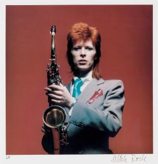 Mick Rock - Bowie - Saxophone Session, 1973, printed later