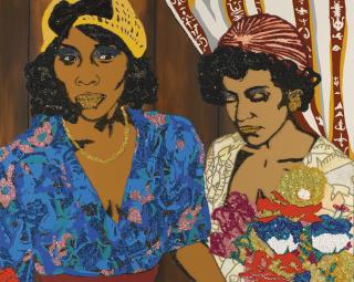 Mickalene Thomas - Tamika And Jessica With Flowers