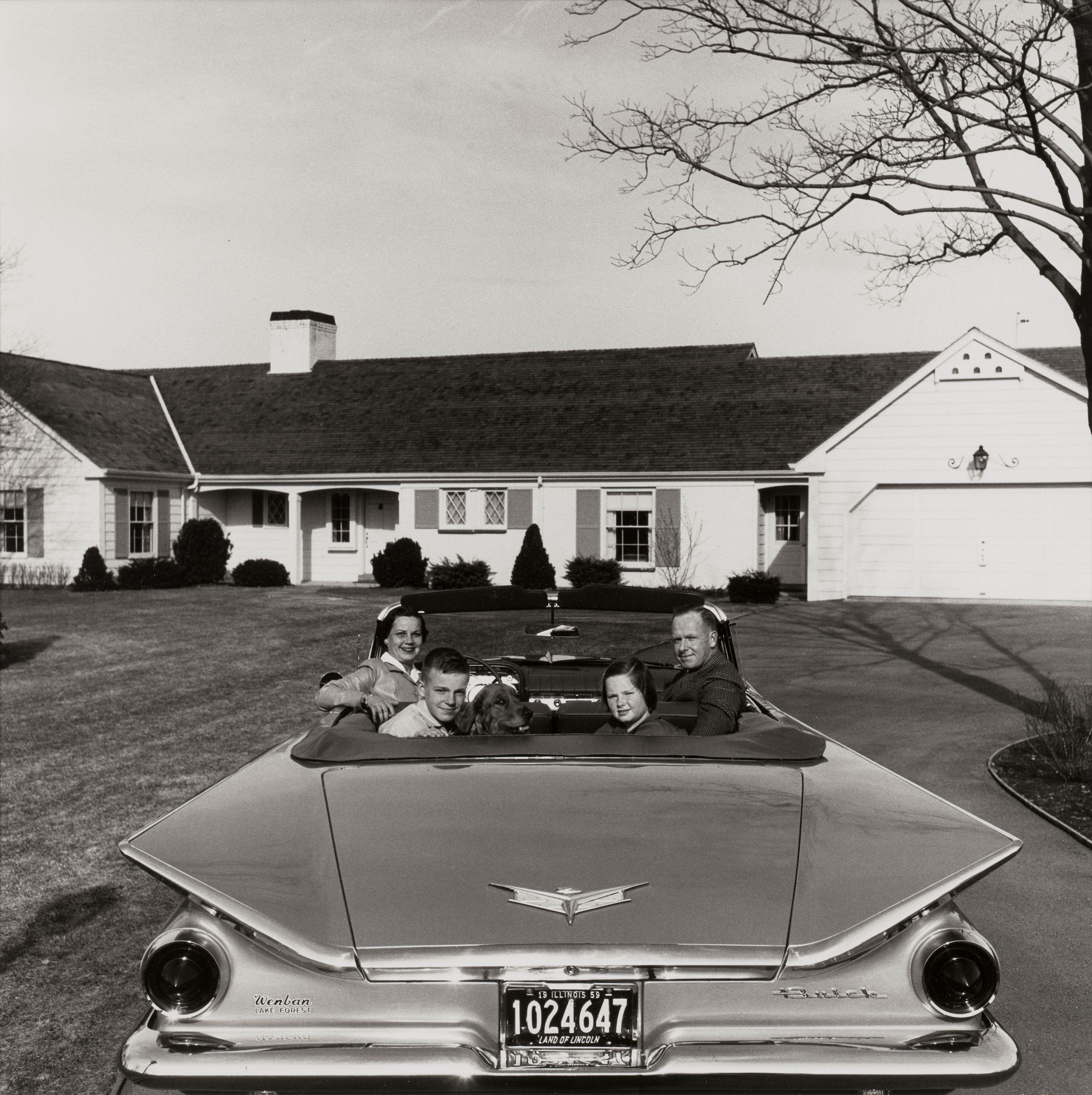 Mickey Pallas - Buicks and Their Owners, Chicago (Suburban Family and Their Convertible)