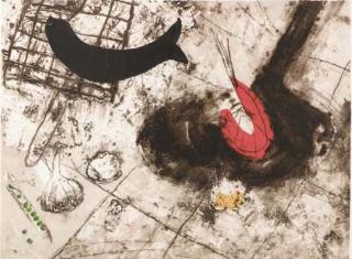 Miguel Barcelo - [Untitled (eel, shrimp, garlic, peas)]