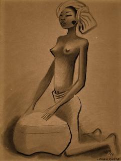 Miguel Covarrubias - A Kneeling Balinese Woman