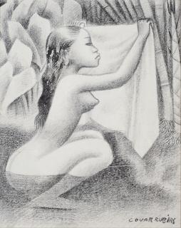 Miguel Covarrubias - Bather Holding Up Her Yellow Kemban