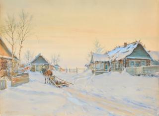 Mihail Abramovich Balunin - Village In Winter.