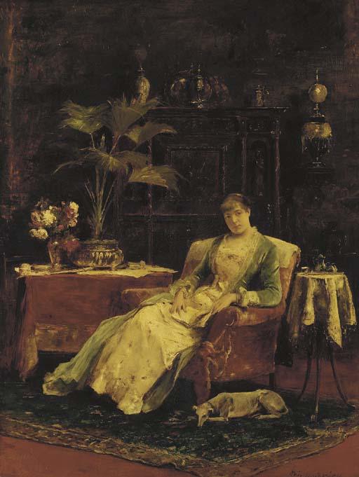 Mihaly Munkacsy - A Lady seated in an Elegant Interior