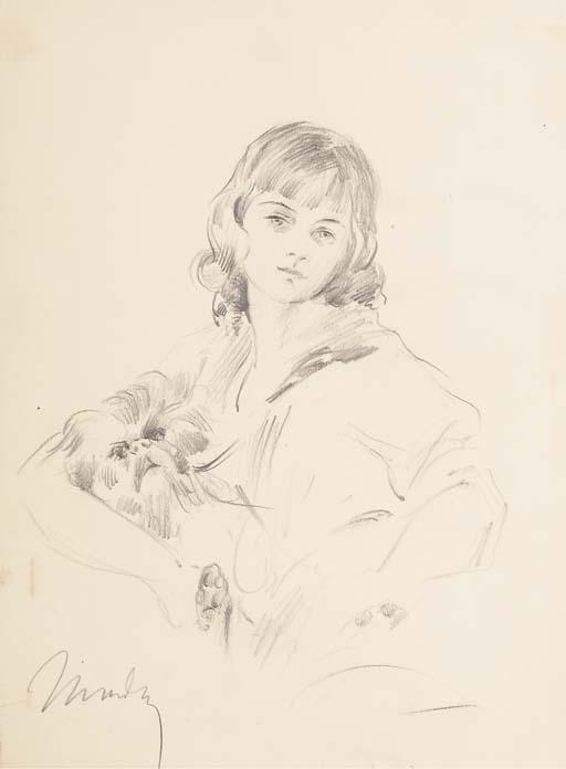 Mihaly Munkacsy - Jeune Fille Avec Un Chien