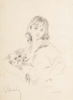 Mihaly Munkacsy - Jeune Fille Avec Un Chien