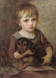 Mihály Munkácsy - Young girl and her dachshund