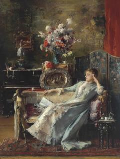 Mihály Munkácsy - Young Woman Sitting On A Sofa