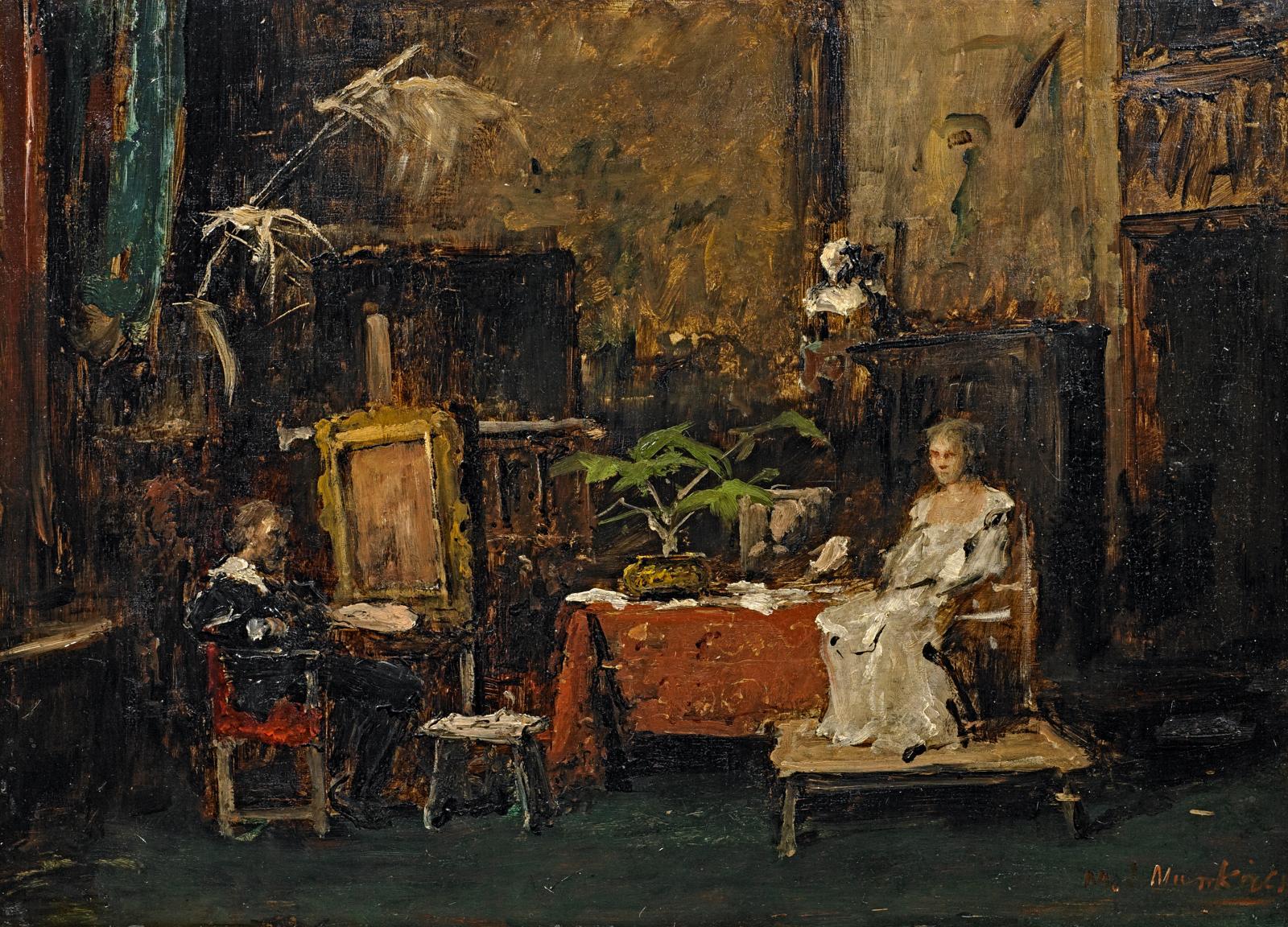 Mihály von Munkáscy - Im Maleratelier.